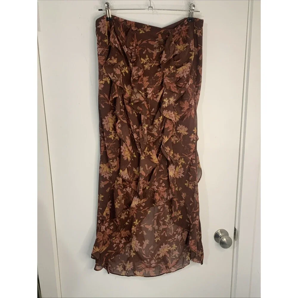 Free People Flounce Around Floral High Low Maxi Festival Whimsygoth NWOT‎